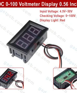 DC 0-100 Voltmeter Digital Display 0.56 Inch Red LED Display 3 Wire Volt Meter