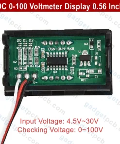 DC 0-100 Voltmeter Digital Display 0.56 Inch Red LED Display 3 Wire Volt Meter