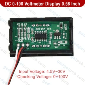 DC 0-100 Voltmeter Digital Display 0.56 Inch Red LED Display 3 Wire Volt Meter