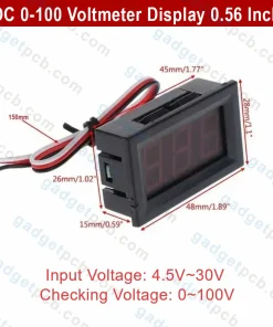 DC 0-100 Voltmeter Digital Display 0.56 Inch Red LED Display 3 Wire Volt Meter