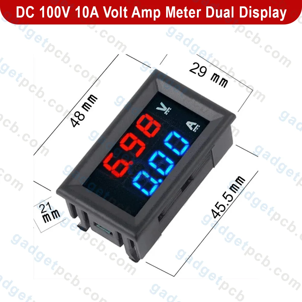 DSN-VC288 DC 100V 10A Volt Amp Meter Dual Digital Display With Cables LED Display BLUE RED LED 2 DC 100V 10A Volt Amp Meter Dual Digital Display