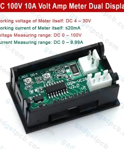 DSN-VC288 DC 100V 10A Volt Amp Meter Dual Digital Display With Cables LED Display BLUE RED LED 6 DC 100V 10A Volt Amp Meter Dual Digital Display