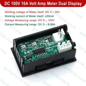 DC 100V 10A Volt Amp Meter Dual Digital Display