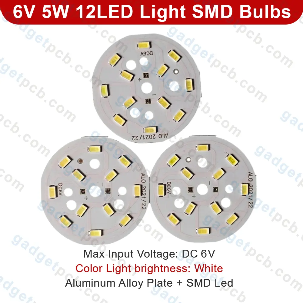 DC 6V 5W Round SMD LED Light Bulbs Plate 12 LED Daylight White 50mm Aluminum Board for Solar DIY 2 DC 6V 5W Round SMD LED Light Bulbs Plate 12 LED Daylight White 50mm Aluminum Board for Solar DIY - Image 2