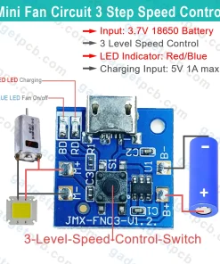 DC Fan Circuit 3 Step Fan Speed Controller For 3.7V 4.2V Mini Rechargeable Fan