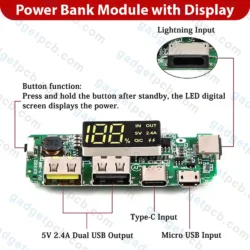 Display with Power Bank Module Dual USB 5V 2.4A Micro / Type-C USB Mobile Power Bank Circuit 6 Display with Power Bank Module Dual USB 5V 2.4A Micro / Type-C USB Mobile Power Bank Circuit - Image 3