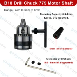 0.6-6mm Electric Drill Chuck B10 Mount for 5mm 775 Motor Shaft DIY Power Tool Mini Drill Machine - Image 3