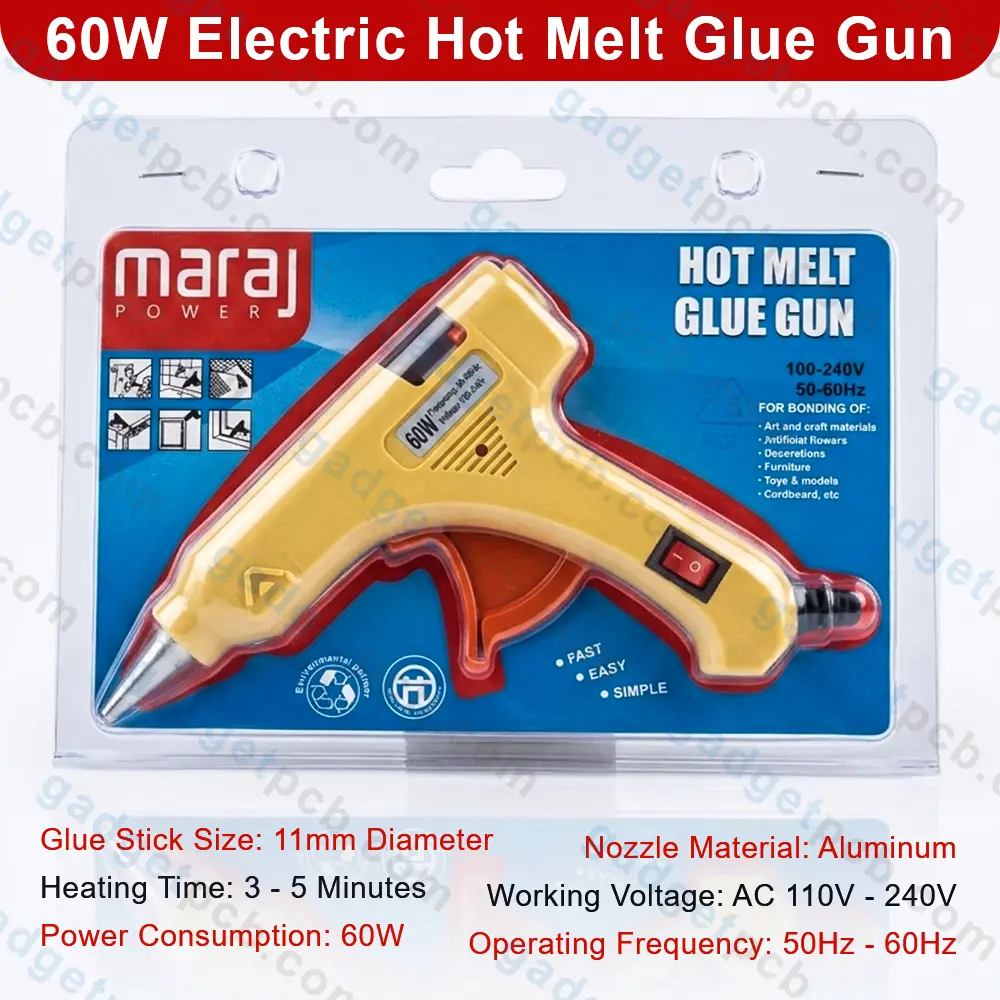 60W Heavy Duty Hot Melt Electric Glue Gun Machine Fast Heating Tool for 7mm Glue Sticks