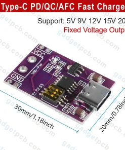 Alternative view of Type-C PD/QC/AFC Fast Charge Decoy Trigger Module Support 5V 9V 12V 15V 20V Fixed Voltage Output
