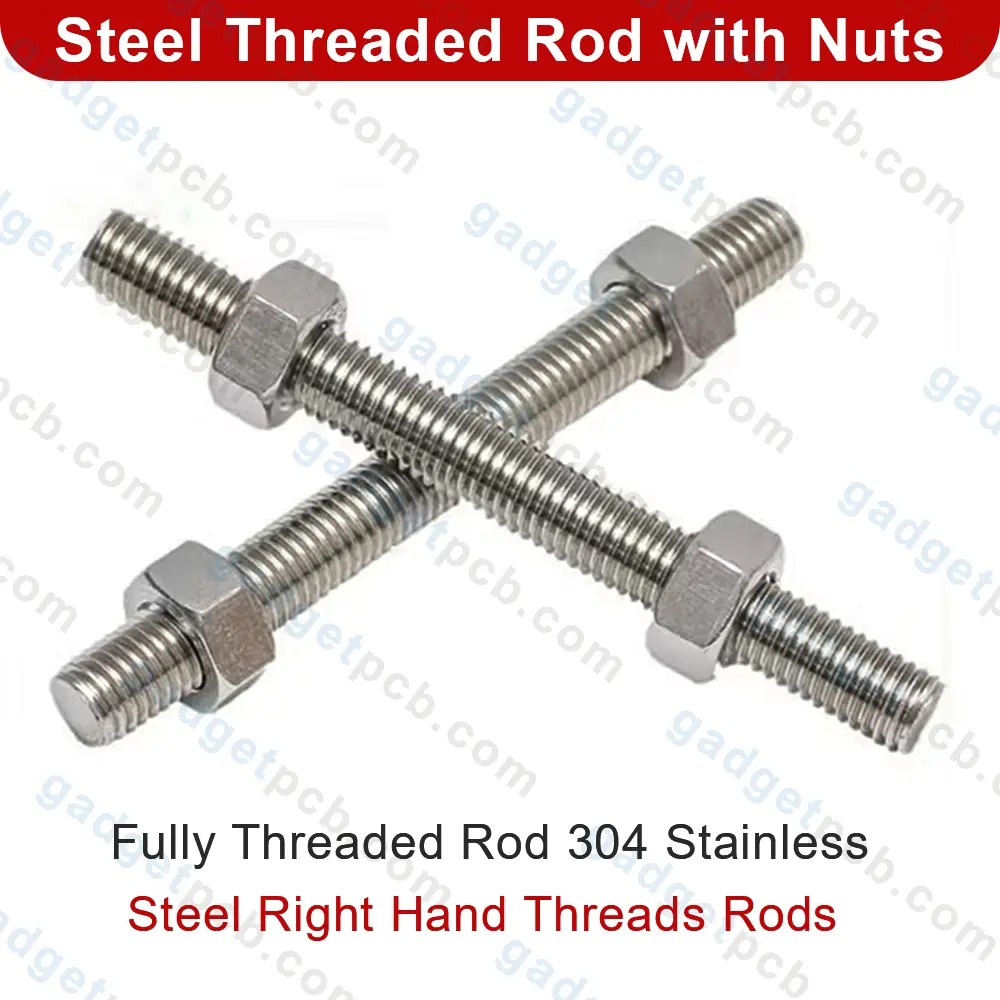M5 Fully Threaded Rod with Nuts 300mm to 900mm Length 304 Stainless Steel 5mm Threaded Rod with Nuts 4 M5 Fully Threaded Rod with Nuts 300mm to 900mm Length