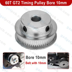 PCB Gear 20 60 Teeth GT2 Timing Pulley Bore 10mm Belt with 10mm Aluminum