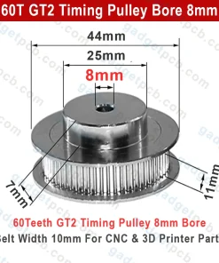 Alternative view of 60 Teeth GT2 Timing Pulley Bore 8mm Belt with 10mm Aluminum Synchronous Wheel 60T GT2 Timing Pulley 8mm