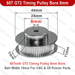 Alternative view of 60 Teeth GT2 Timing Pulley Bore 8mm Belt with 10mm Aluminum Synchronous Wheel 60T GT2 Timing Pulley 8mm