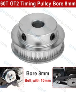 60 Teeth GT2 Timing Pulley Bore 8mm Belt with 10mm Aluminum