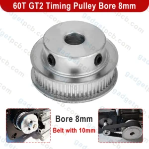 PCB Gear 24 60 Teeth GT2 Timing Pulley Bore 8mm Belt with 10mm Aluminum
