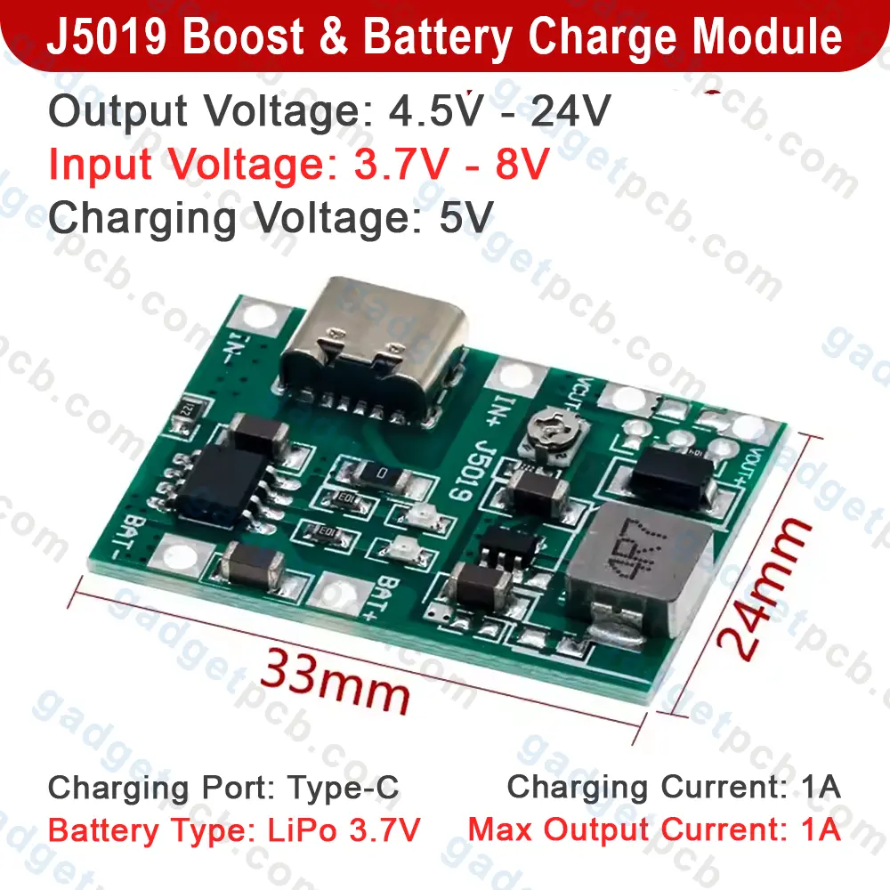 J5019 Boost Module Type-C DC-DC Step Up and Down 4.2V-24V Boost Module 3.7V/4.2V Battery Charging Board 2 J5019 Boost Module Type-C DC-DC Step Up and Down 4.2V-24V Boost Module 3.7V/4.2V Battery Charging Board - Image 2