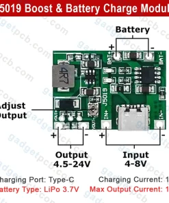 J5019 Boost Module Type-C DC-DC Step Up and Down 4.2V-24V Boost Module 3.7V/4.2V Battery Charging Board 7 j5019 boost module type c dc dc step up 3