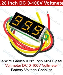 Alternative view of LED Display Mini 0.28 inch DC 0-100V Digital Voltmeter 100V Meter 3 Wire Leads Battery Voltage Checker