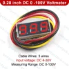 LED Display Mini 0.28 inch DC 0-100V Digital Voltmeter 100V Meter
