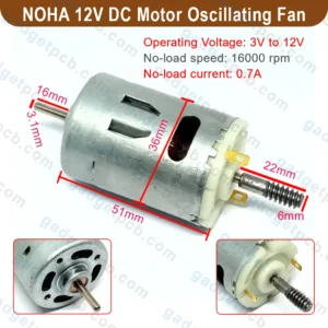 NOHA 12V DC Motor 5W DC Oscillating Fan Motor