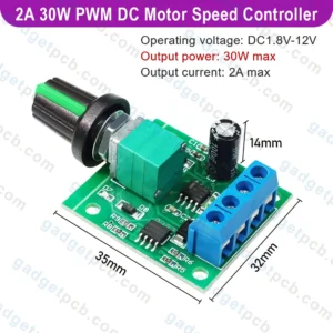Alternative view of PWM 2A 30W Low Voltage DC Motor Speed Controller 1803BK Adjustable Drive Switch 1.8v-12v Motor Controller