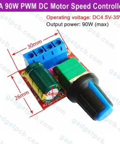 Alternative view of PWM 5A 90W DC Motor Speed Controller 4.5V-35V Speed Controller with Knob Adjustable Speed Regulator