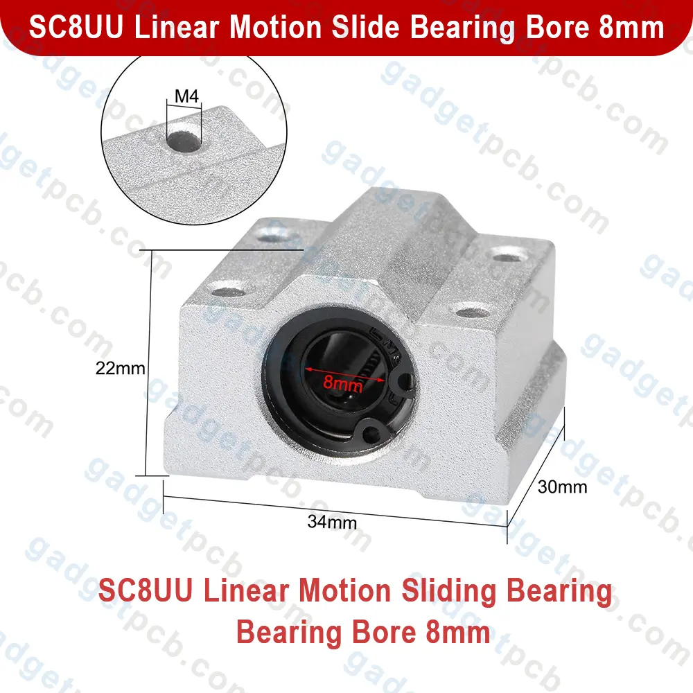 Aluminum SC8UU Linear Motion Ball Bearing Slide Bushing 34x30x22mm Linear Motion Shaft Bore 8mm 3 Aluminum SC8UU Linear Motion Ball Bearing Slide Bushing
