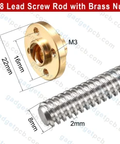 Alternative view of T8 Lead Screw Rod with Brass Nut 750mm 850mm 950mm Length Thread 2mm Pitch for 3D Printer Parts