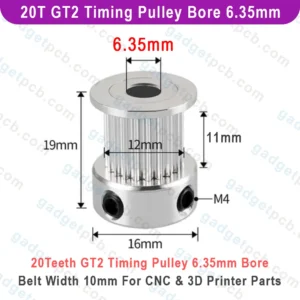 Alternative view of 20 Teeth GT2 Timing Pulley Bore 6.35mm Belt with 10mm Aluminum Synchronous Wheel 20T GT2 Timing Pulley Hole 6.35mm