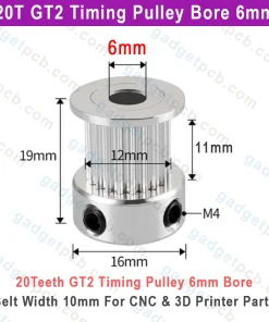 Alternative view of 20 Teeth GT2 Timing Pulley Bore 6mm Belt with 10mm Aluminum Synchronous Wheel 20T GT2 Timing Pulley Hole 6mm
