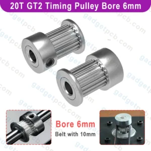 PCB Gear 10 20 Teeth GT2 Timing Pulley Bore 6mm Belt with 10mm Aluminum