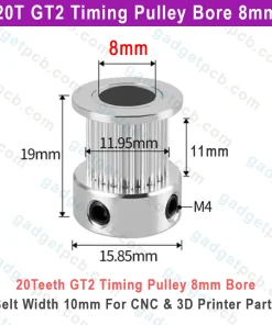 Alternative view of 20 Teeth GT2 Timing Pulley Bore 8mm Belt with 10mm Aluminum Synchronous Wheel 20T GT2 Timing Pulley Hole 8mm