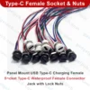 Type-C Female Socket Connector for Panel Mount 3A 2-Wire