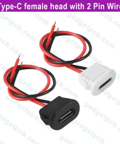 Alternative view of Type-C Female Socket Flat Head Chassis Waterproof 2P Solder Wire Pigtail Cable Extension USB-C Plug