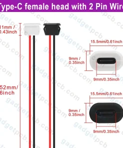 type c female socket flat head chassis 2