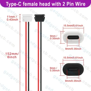 type c female socket flat head chassis 2