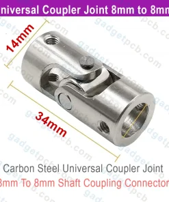 Alternative view of Steel Universal Joint Shaft Coupling 8mm to 8mm Coupler Connector L35XD14 8-8mm Shaft Coupler Connector