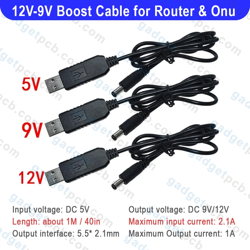 USB Boost Cable DC 5V to 9V 12V Step Up Boost Converter Cable for Router and Onu from Power Bank 1 USB Boost Cable DC 5V to 9V 12V Step Up Boost Converter