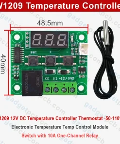 Alternative view of W1209 Temperature Controller Board Digital Thermostat -50-110°C Electronic DC 12V Temperature Control Module