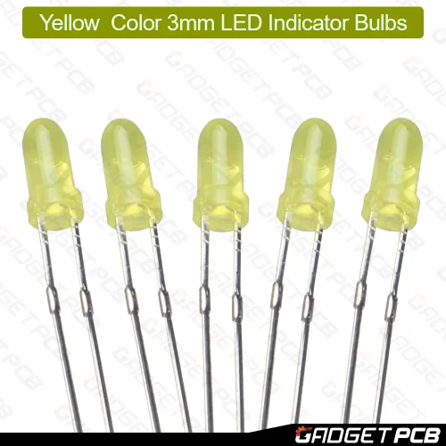 thumbnail interactive-video image 1 of 3mm YELLOW Led Light Emitting Diode Clear Round Top With Edge 100pcs 1 of 10